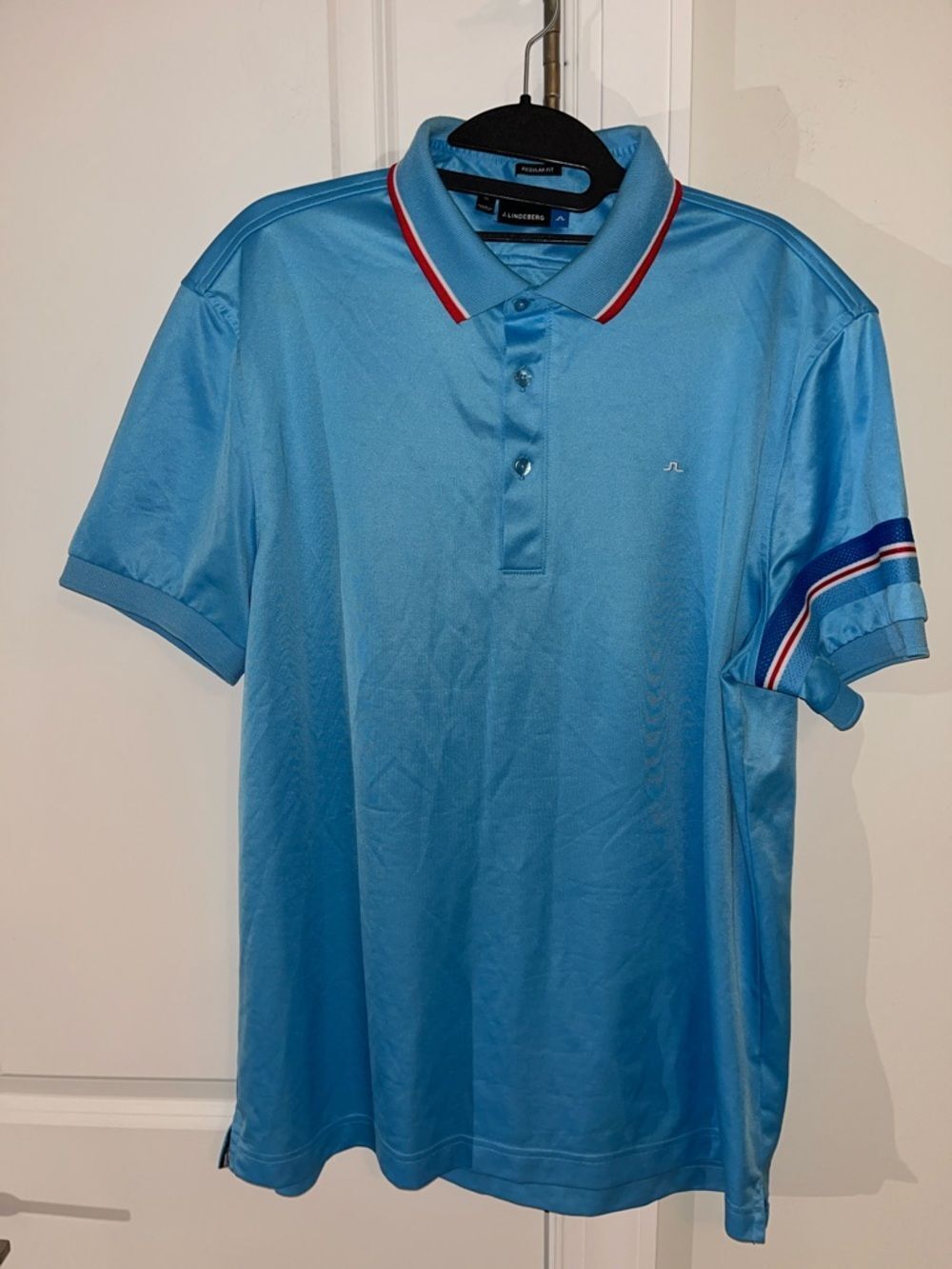 J. Lindeberg Velmer Houston Oilers Blue Red Golf Regular Polo XL Viktor Hovland
